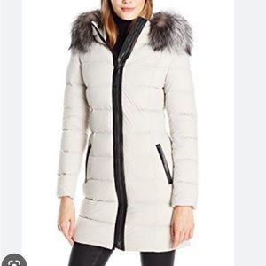 Mackage Calla Coat in Cloud- Genuine Fox Fur Collar